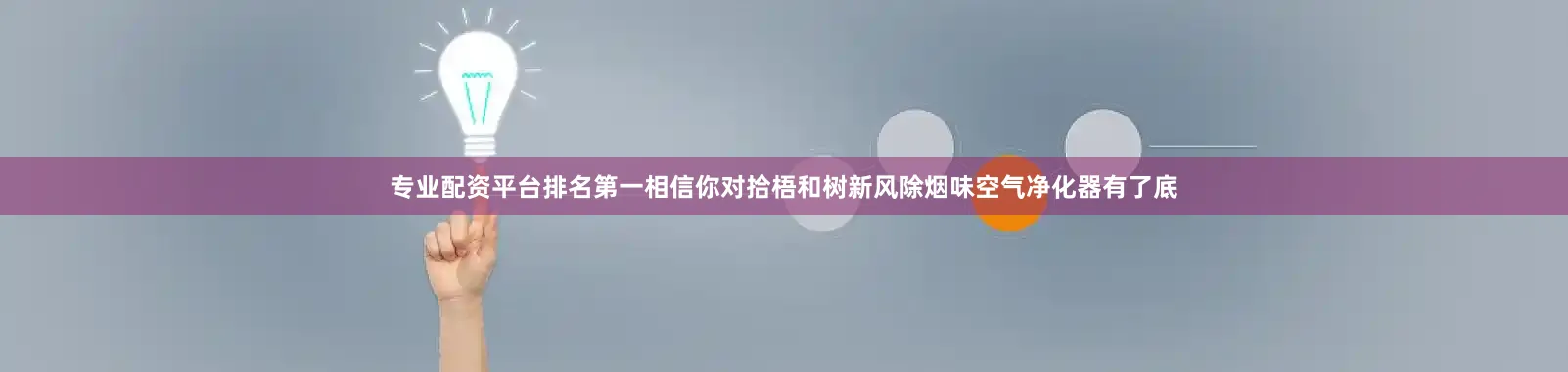 专业配资平台排名第一相信你对拾梧和树新风除烟味空气净化器有了底